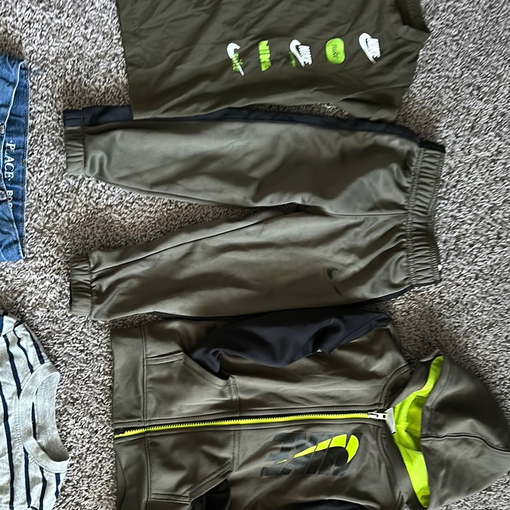 Nike Olive and Neon Green Kids' Tracksuit